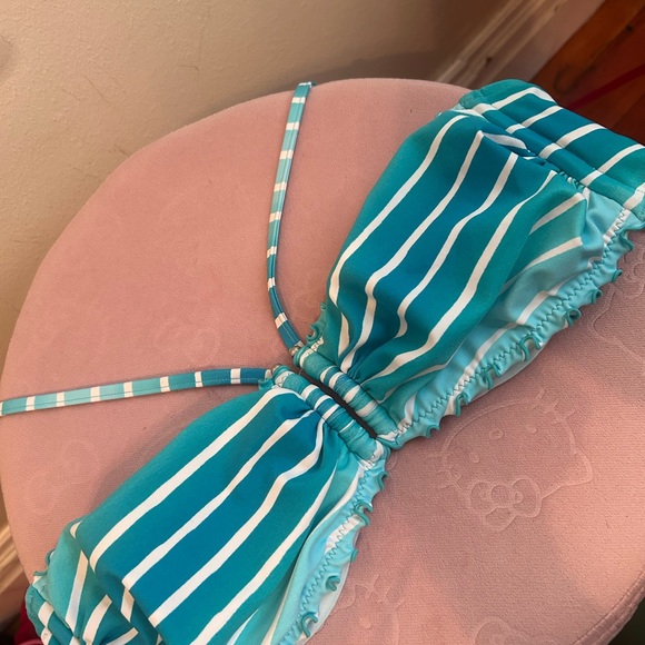 Hollister Teal and White Striped Bikini Top - Picture 1 of 1